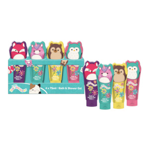 Squishmallows Fun Character Bath & Shower Gel Set 4 x 75ml