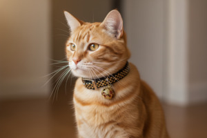 Gold Checker Cat Collar with Safety