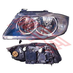 Parts To Suit Bmw 3 Series 2005 2008: 0062094-1CF - HEADLAMP - L/H - ELECTRIC - BLACK - CERTIFIED - TO SUIT - BMW 3'S E90 2005- 4DR