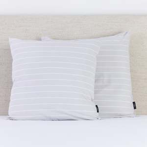 Bed Sheets: Fieldcrest Stonewashed Cotton Mist Stripe European Pillowcase Pair