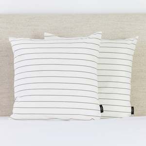 Fieldcrest Stonewashed Cotton Green Stripe European Pillowcase Pair