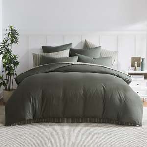 Fieldcrest Stonewashed 100% Cotton Thyme Duvet Cover Set