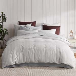 Fieldcrest Stonewashed 100% Cotton Mist Stripe Duvet Cover