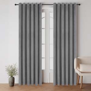 Style Co. Beau Velvet Block Out Eyelet Curtain Pair Grey