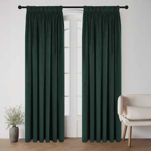 Style Co. Beau Velvet Block Out Pencil Pleat Curtain Pair Emerald