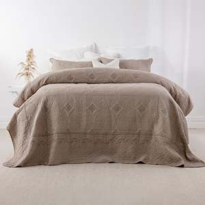 Coverlets: Gracious Living Eva Cotton Mushroom Coverlet Set