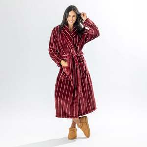 Amparo Two Tone Stripe Cranberry Bathrobe