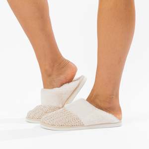 Solace Chenille Faux Fur Trim Slippers