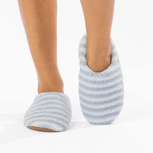 Marlo Stripe Plush Cosy Slipper Denim