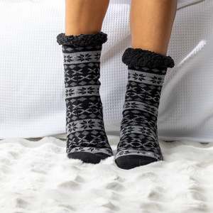 Bedroom: bb&b Fleece Lined Nordic Slipper Sock Black