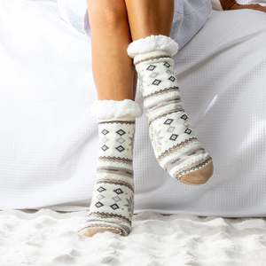 bb&b Fleece Lined Nordic Slipper Sock Camel