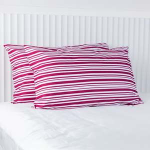 Pillowcases: Gracious Living Multi Stripe Print Pillowcase Pair 100% Cotton