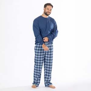 bb&b Sleep Men's Blue Check Flannelette PJ Set