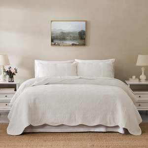 Gracious Living Eva White Cotton Coverlet