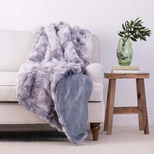 Design Republique Elys Grey Faux Fur Blanket In A Bag