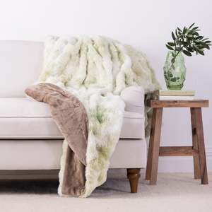 Design Republique Elys Soft Green Faux Fur Blanket In A Bag