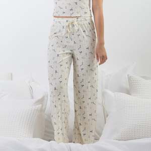 Pyjamas Robes: Marlo Pointelle Print Ivory Pyjama Pants