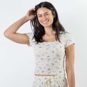Marlo Pointelle Print Ivory Pyjama Top