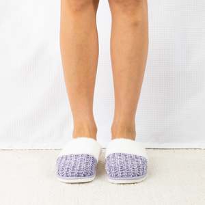Solace Chenille Faux Fur Trim Slippers