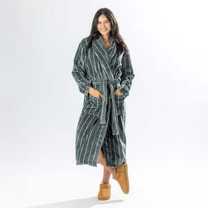 Amparo Two Tone Stripe Khaki Bathrobe