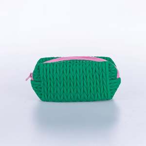Cosmetic Toiletry Bags: Grace & Gild Savanna Knit Cosmetic Bag Small Green