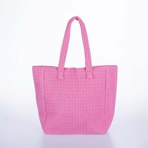 Cosmetic Toiletry Bags: Grace & Gild Savanna Knit Tote Bag Pink