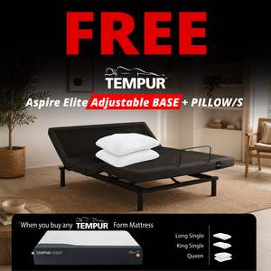 Tempur Ultra Form Firm with Free Aspire Elite Adjustable + Symphony Pillow
