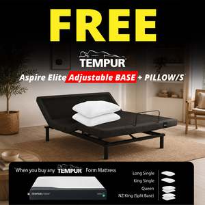 Tempur Original Form Medium with Free Aspire Elite Adjustable + Symphony Pillow