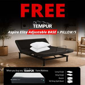 Tempur Ultra Form Medium with Free Aspire Elite Adjustable + Symphony Pillow