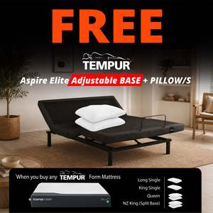 Tempur Plus Form Medium with Free Aspire Elite Adjustable + Symphony Pillow