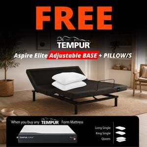 Tempur Plus Form Firm with Free Aspire Elite Adjustable + Symphony Pillow