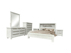 Santorini 5 Piece Queen Bedroom Suite with Bookcase Headboard