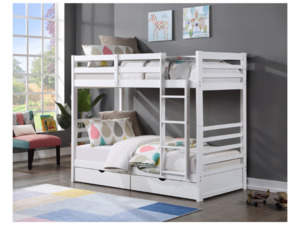 Bedroom Furniture: Dream Lift Single/Single with 2 Bottom Drawers White or Warm Honey