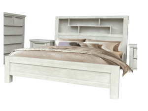 Santorini Slat Queen Bed with Bookcase Headboard