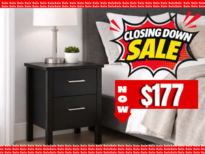 Bedroom Furniture: Arctic 2 Drawer Bedside White/Black