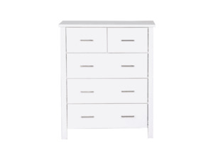Arctic 5 Drawer Tallboy White