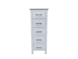 Bedroom Furniture: Arctic 5 Drawer Slimboy White