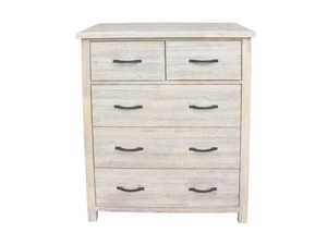Bedroom Furniture: Boston Solid Acacia 5 Drawer Tallboy