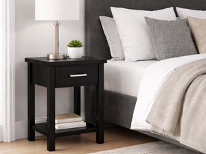 Arctic 1 Drawer Bedside White/Black