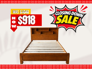 Pinegate Slat Queen Bed with Bookcase Headboard