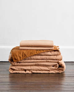 Rust 100 French Flax Linen Bedding: Terracotta & Rust 100% French Flax Linen Quilt Set