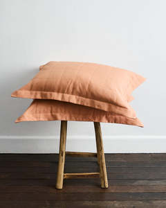 Terracotta 100 French Flax Linen Bedding: Terracotta Quilted Pillowcases (Set of Two)