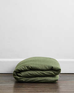 All Duvet Covers: Olive Stripe 100% French Flax Linen Duvet Cover