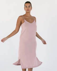 Sleepwear: Lavender 100% French Flax Linen Midi Dress