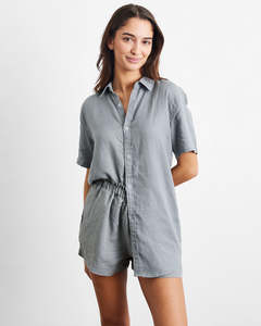 Sleepwear: Mineral 100% French Flax Linen Short Sleeve Shirt
