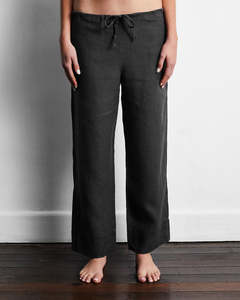 Sleepwear: Charcoal 100% French Flax Linen Pants