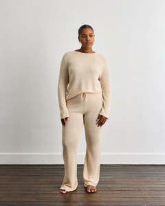 Veranda Linen Knit Pants in Oatmeal