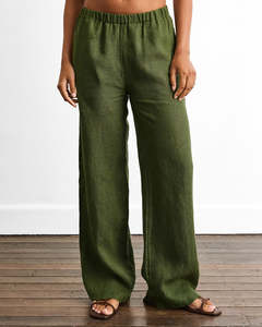 Pants: Piazza Linen Pants in Olive