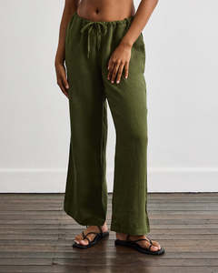 Pants: Lounge Linen Pants in Olive