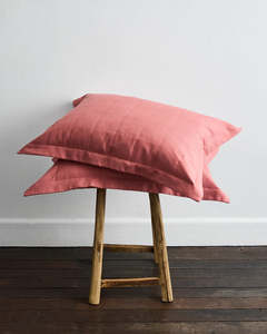 Pink Clay 100 French Flax Linen Bedding: Pink Clay Quilted Pillowcases (Set of Two)